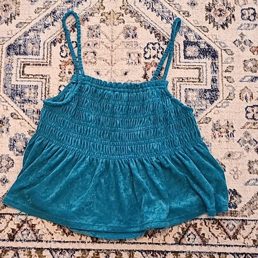 SO BRAND JUNIOR WOMEN'S PLUS TURQUOISE SMOCKED SUMMER TANK TOP SIZE XXL